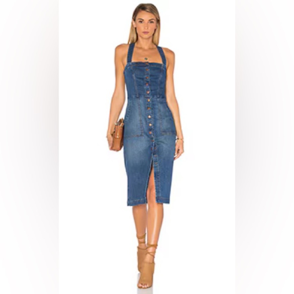 Level 99 Blue Denim Midi Dress